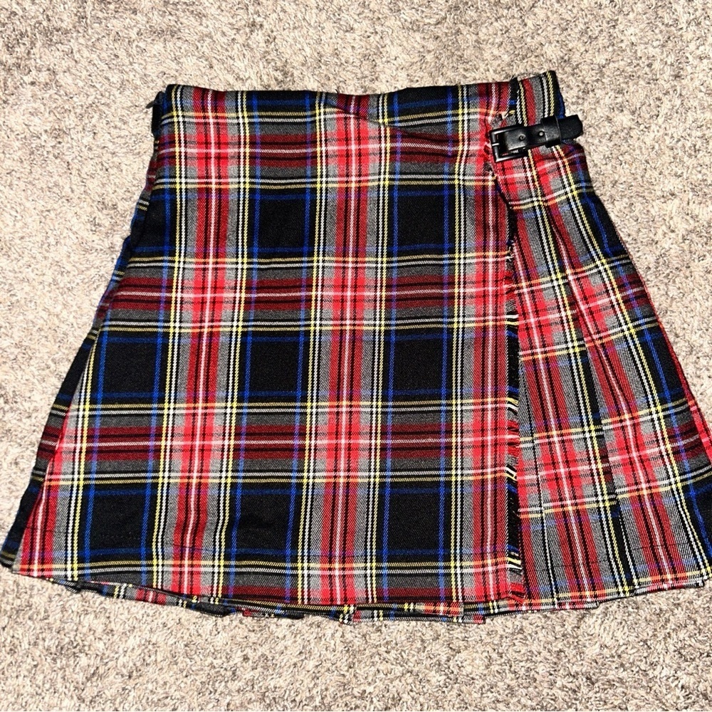 Stylish Kids' Plaid Skirt with Buckle